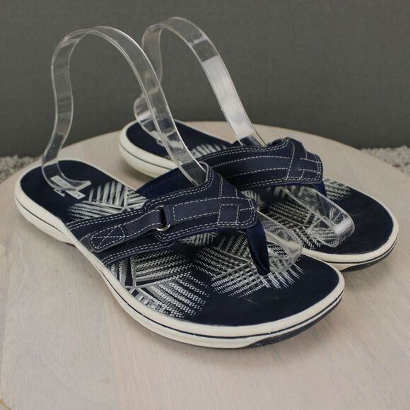 Clarks Sport Sandals Adjustable Outdoor Womens 9 Navy Blue Shoes - Picture 2 of 9
